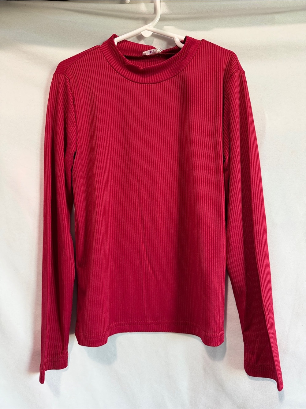 Mock Neck Ribbed Sweater - Red